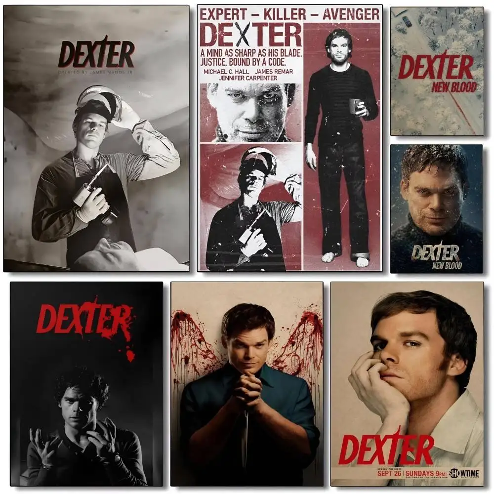 Dexter Morgan Character   Poster Self-adhesive Art Waterproof Paper Sticker Coffee House Bar Room Wall Decor