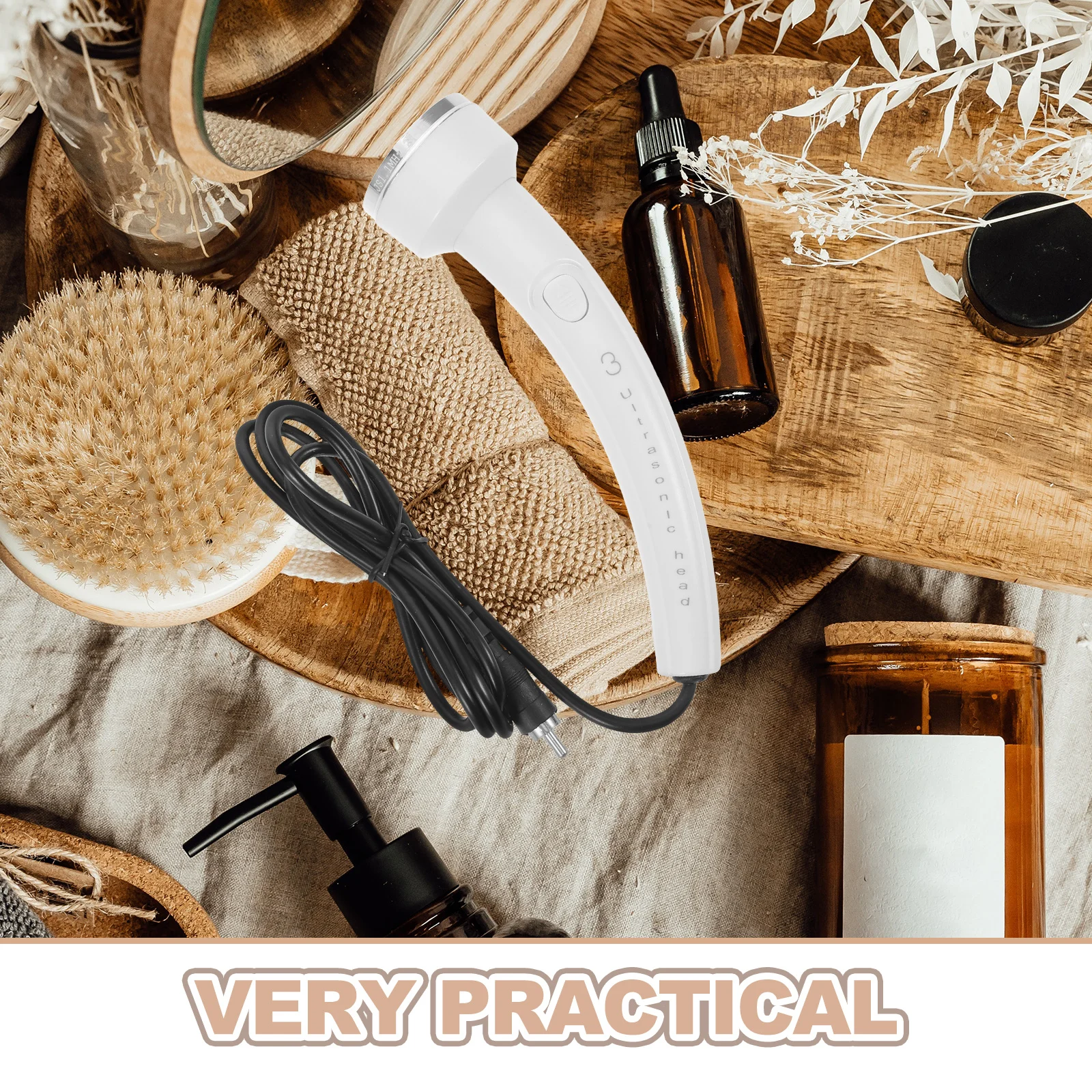 หัวนวดหน้าอัลตราโซนิก ด้ามจับโค้งตามหลักสรีรศาสตร์ ทำความสะอาดล้ำลึก สำหรับใช้ในบ้านและการเดินทาง อุปกรณ์ดูแลผิว หัวนวดเปลี่ยนทดแทน