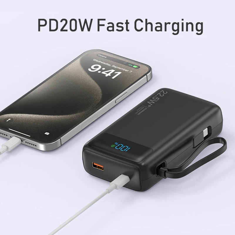 Power Bank 20000mAh 22.5W Fast Charging Large Capacity Portable Charger Powerbank for iPhone 16 Xiaomi Samsung External Battery