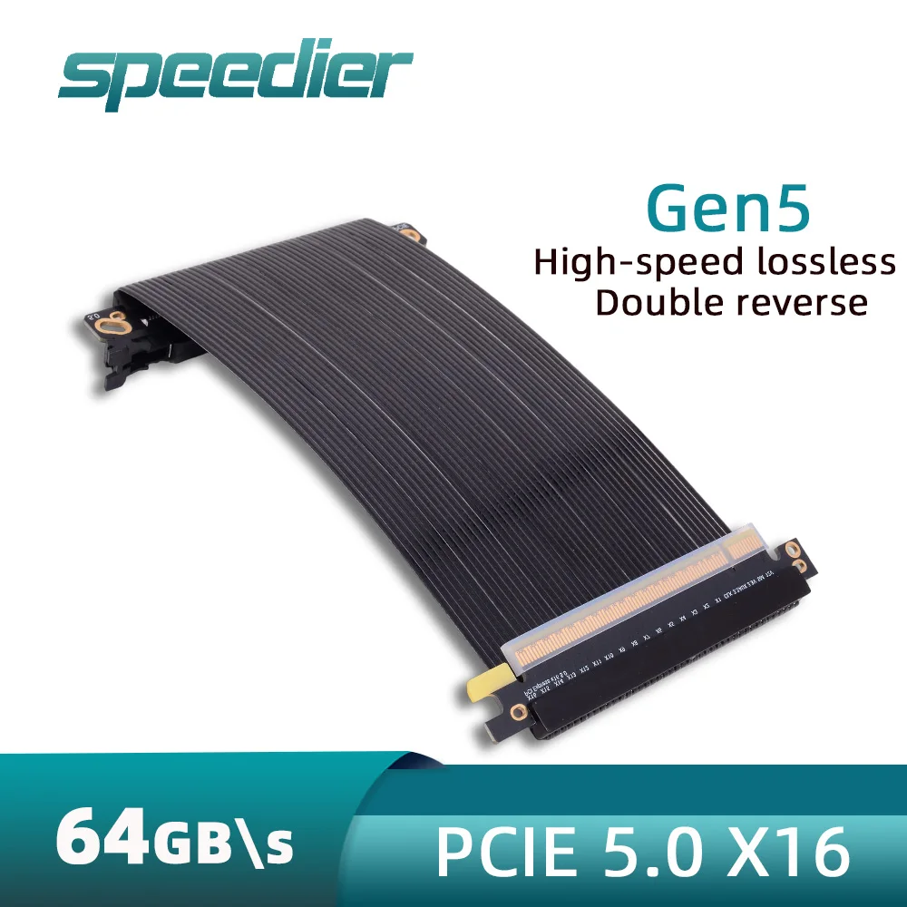 

PCIe 5.0 X16 Double Reverse Riser Cable Gen5 64GB/S for RTX5090 RTX 5080 4090 Silver-Plated Gold Finger ITX Server GPU SSD White