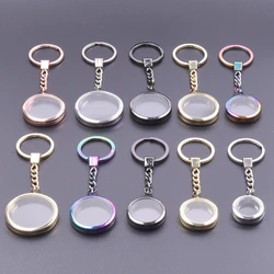 1Pc 25-40mm Openable Round Reliquary Photos Locket Pendant Keychain Glass Memory Cremation Ashes Relicario Men Keyring Jewelry