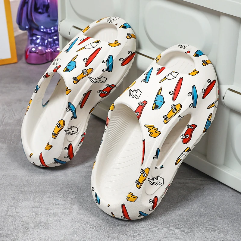 Zapatillas con estampado de dibujos animados para niños y niñas, chanclas deportivas informales para interiores, Verano