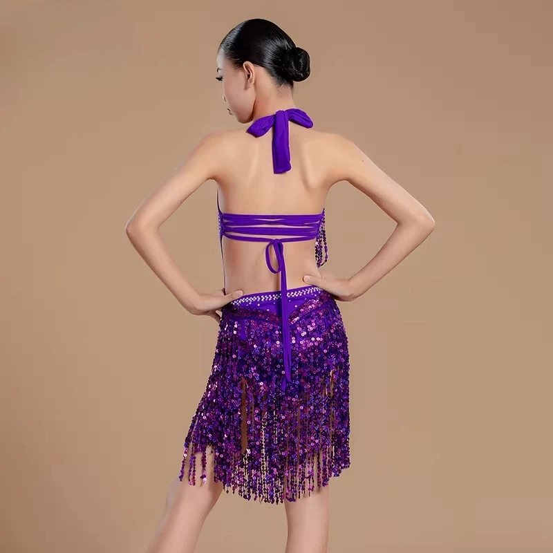 

Contemporary dance New styleLatin dance performance costume performance outfit with sequins and fringes girl competition uniform
