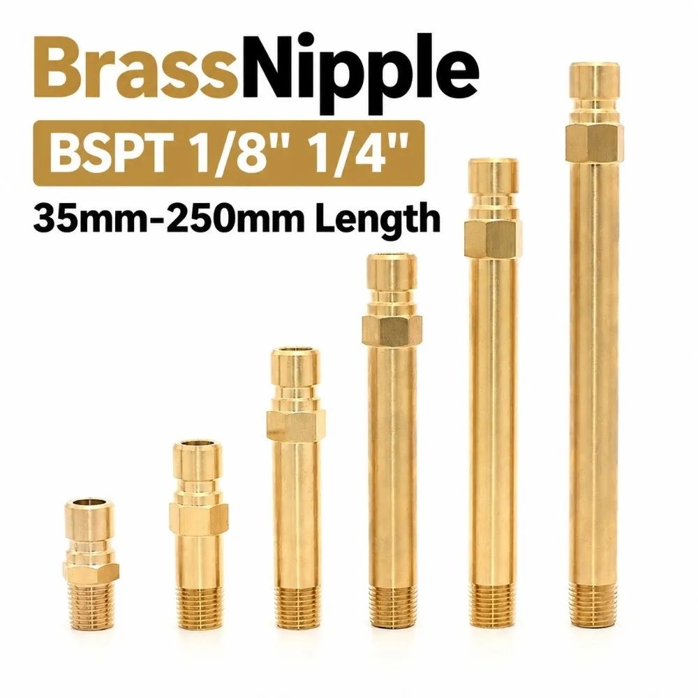 High Pressure Brass Brass Nipple BSPT Thread Hexagon Nut Mold Nipple Long Extension Water Nozzle Injection Mold