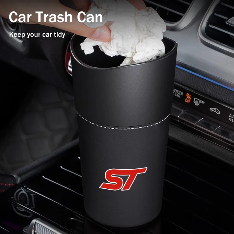 

Car Multifunct Leather Water Cup Holder Storage Box Bucket For Ford ST Line Racing RS S Kuga Fiesta Fusion Mondeo Edge Focus