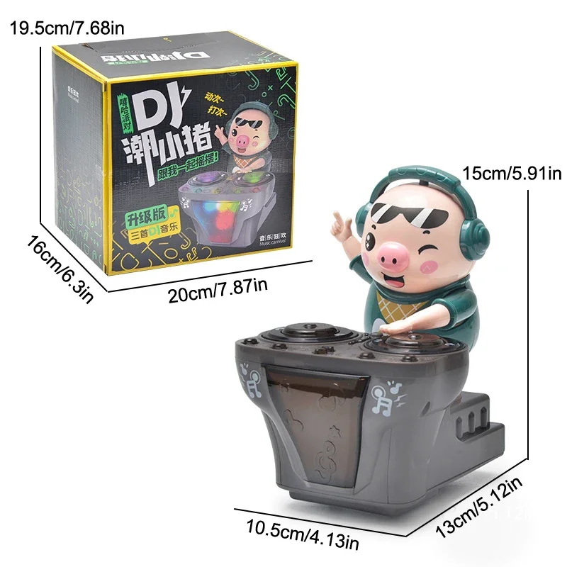Elektronik DJ Rock Piggy Waddles Menari Mainan Musik Balita Mainan Musik Ringan Lucu Ayunan Menari Piggy Mainan untuk Hadiah Bayi Anak-anak