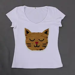 Cat reversibile cambia colore paillettes Patch Applique da cucire per fai da te