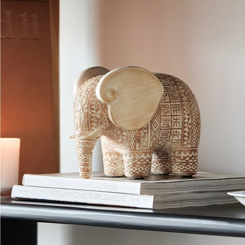 Elephant Statue Figurine, Elephant Gift for Women, Boho Decor for Living Room, Shelf, Office African Decor for Home
