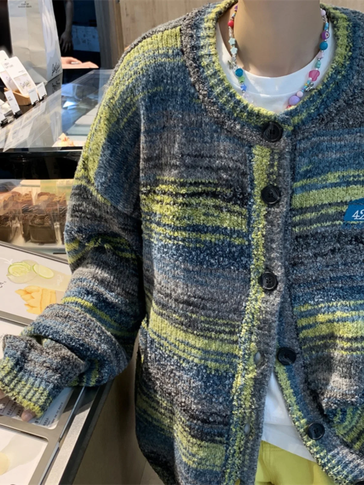 

Loose adient Striped Men's Knitted Cardigan Sweater Couple's Autumn Winter Casual Faion BF Sle Long Sve round Ne