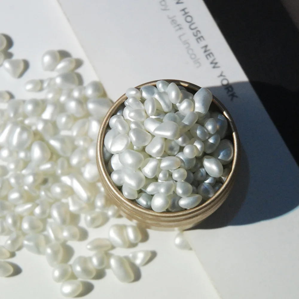 50g/bag Glass Iridescent Non Porous Imitation Pearl Round Beads Scattered Beads Handmade DIY Accessories Decoration