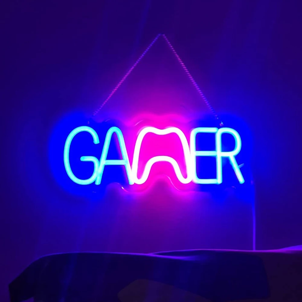 LED Neon Lights Decoração Do Quarto Do Jogo Wall Art Gamer Zona Do Jogo Quarto Pendurado Night Lights Festa Feriado Presente De Aniversário Sinal De Neon USB