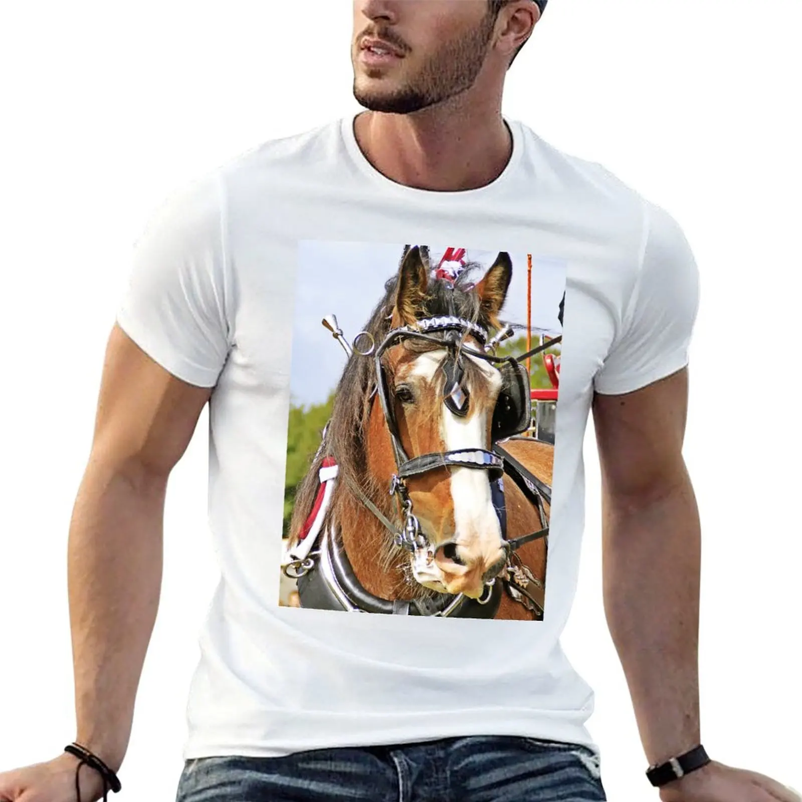 

t t Clydesdale shirt shirts t cotton 100% luxury man Horse man T-Shirt casual shirt
