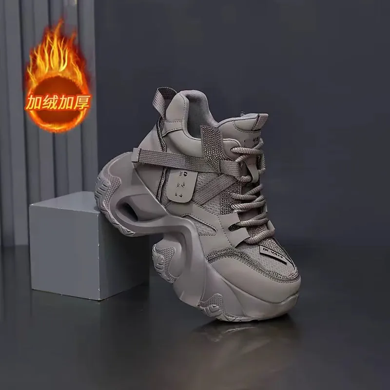 المرأة 2025 الخريف والشتاء منصة جديدة زيادة عالية الجودة أحذية رياضية كاجوال خفيفة الوزن لينة سوليد أحذية قطنية #3