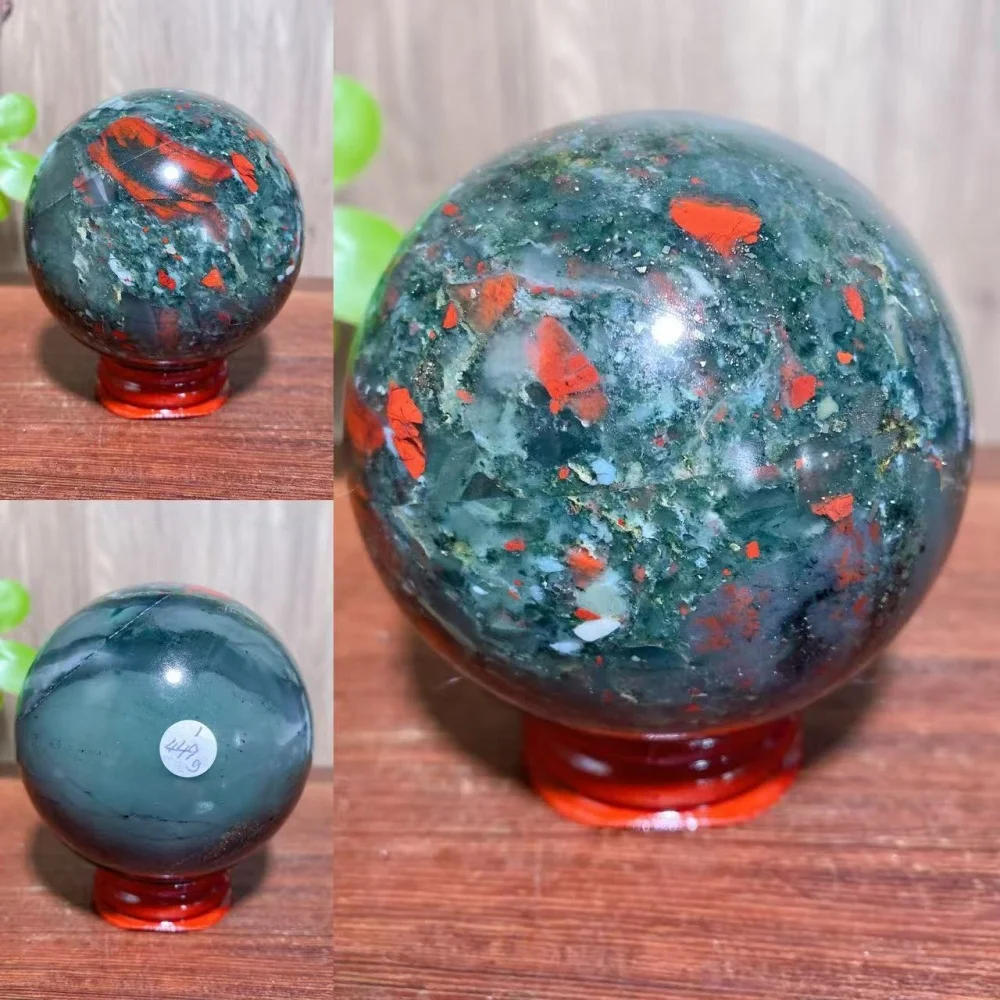 1PCS Natural Africa Blood Stone Sphere Mix Pyrite Unique Stone Healing Crystal Reiki Energy Home Decoration Crafts Gifts