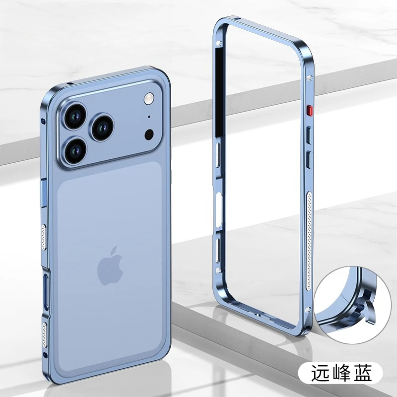 Stylowe metalowe etui na telefon z odprowadzaniem ciepła, pasujące do modeli iPhone 18, 17 Air, 16 E, 15, 14, 13, 12 Pro Max Plus, wykonane ze stopu, odporne na wstrząsy, z metalową ramką. — zdjęcie produktu 2