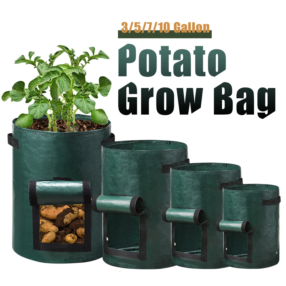 5/7/10 Gallon Potato Grow Bag PE Vegetable Planting Bag with Handle Potato Onion Carrot Tomato Growing Pots Garden Tools