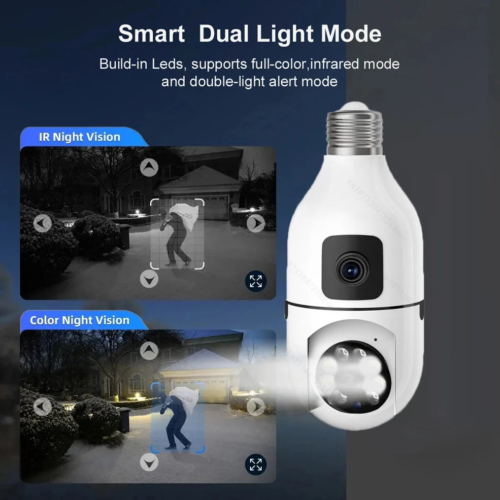 Imagem -03 - Yiiot E27 Câmera de Segurança Wifi 4mp Dual Telas Lente Duelo Visão Noturna Voz em Dois Sentidos ai Detecção Humana Lâmpada