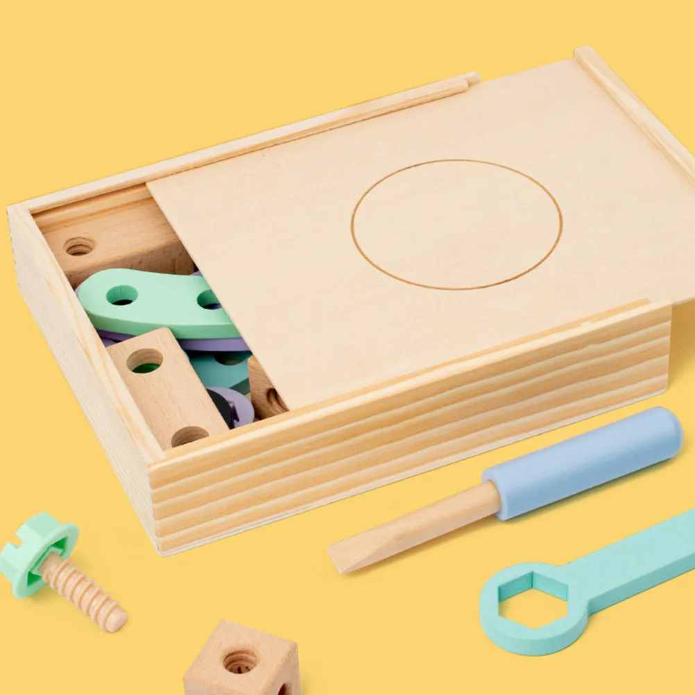 

1Set Wooden Tool Box Kids DIY Educational Construction Playset for Toddlers Hands-on Ability Development Wood Tools Toy