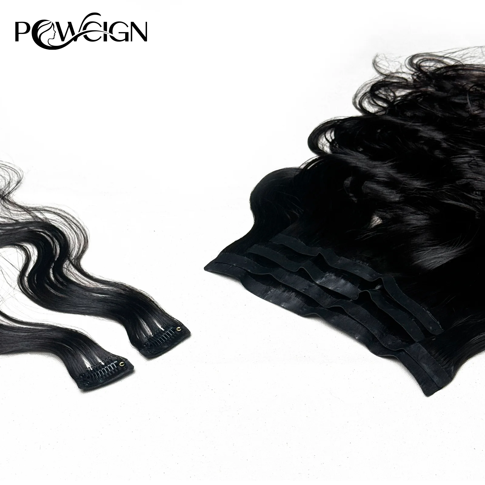 Extensiones y pelucas - Cabello humano (piel oscura) - Clips de cabello completo