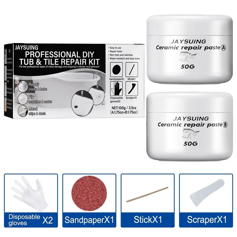 Pasta de cerámica para reparación de azulejos y ducha, agente adhesivo para reparar azulejos de suelo, Kit de porcelana para chips de grietas, 30g/50g, 2 uds.