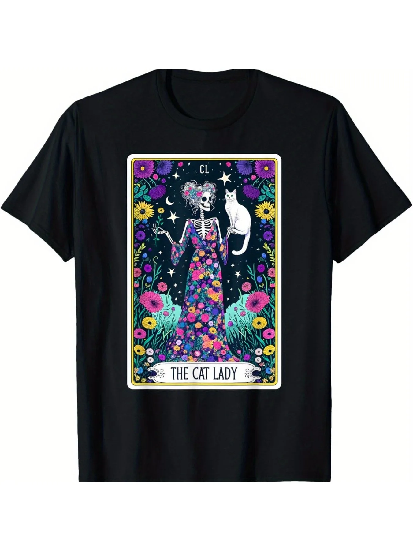 

[Свободное поступление] Скелет Кот Леди Таро Карта Животное Белый Кот Мама Футболка для Мужчин Женщин Рождество Хэллоуин День Благодарения Подарок