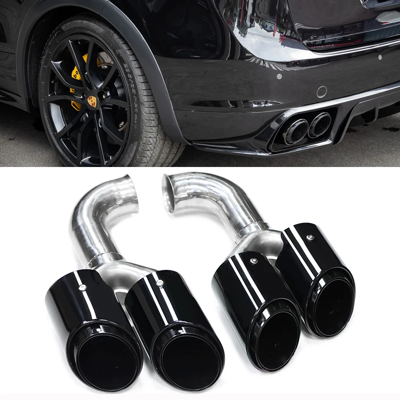 Quad Car Exhaust Tip For Porsche Cayenne 958 2011-2014 304 Stainless Steel Muffler Tip Nozzle Tailpipe Exhaust System Tuning Tip