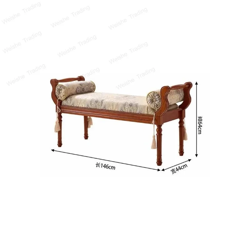 Bedside stool European solid wood adult shoe change retro fabric entrance sofa fall stool