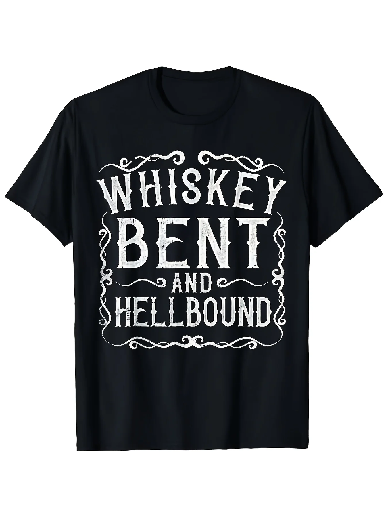 Whiskey Bend Over Hell Vintage Printed T-Shirt,T-Shirt with Gorgeous Design, Suitable for Country T, Multi-Vintage Casual Crew Neck Short Sleeve T-Shirt with Printed Pattern, Suitable for Daily Commuting and Outdoor Activities, Machine Washable