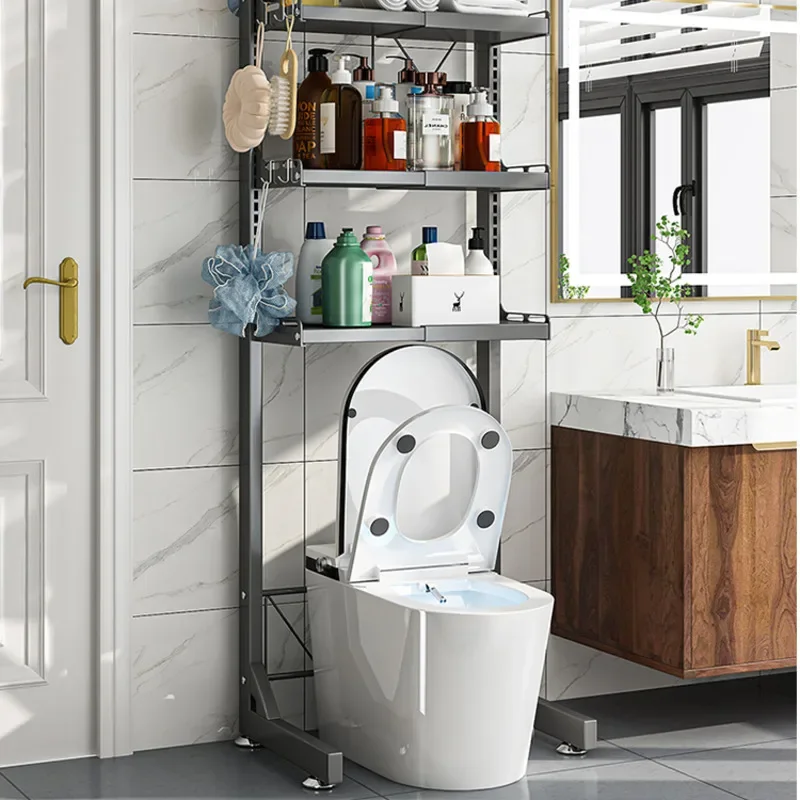 Toilet Storage Shelves Floor Toilet Above The Roller Flip Washing Machine Bathroom Holder Telescopic Adjustment Toilet Shelf