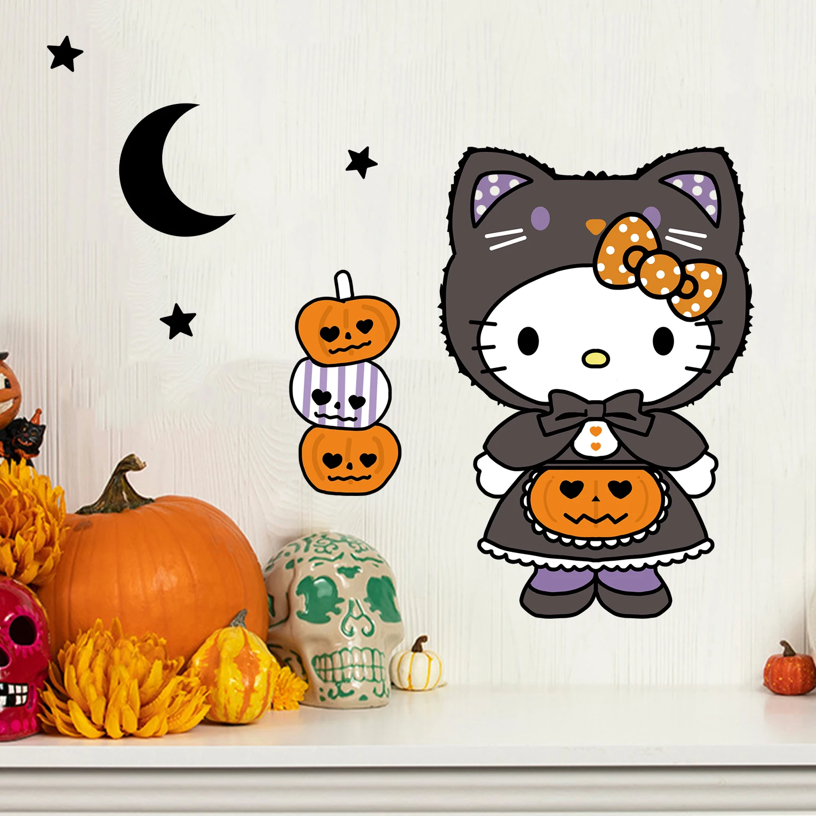 سانريو هالوين الديكور HelloKitty اليقطين الساحرة / مصاص دماء الرعب جو ملصقات الزخرفية، ملصقات جدار رائعة