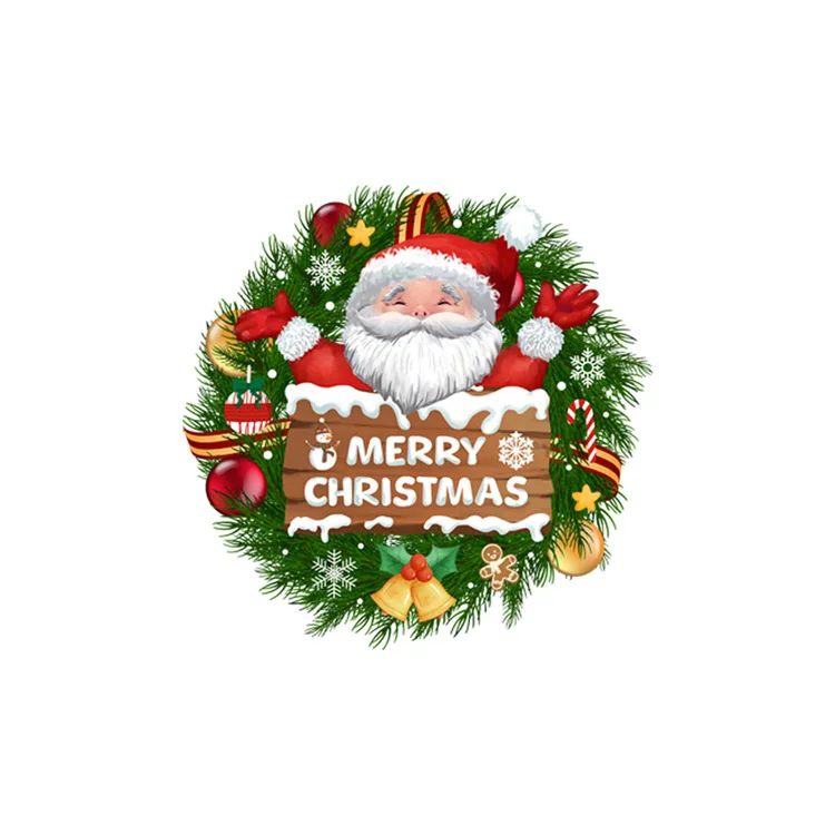 Weihnachtsmann-Kranz-Glocken-Wandaufkleber für Wohnzimmer, Tür, Heimdekoration, Wandbild, Glasfenster, Neujahrsdeko, selbstklebende Aufkleber – Detail 7