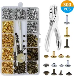 Metal Double Cap Rivets Studs Round Rivet for DIY Leather Craft Bag Belt Clothing Garment Shoes Pet Collar Fixing Tools