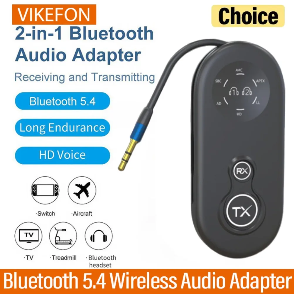 

Bluetooth 5.4 Receiver Transmitter Low Latency 3.5mm AUX Jack Wireless Audio Adapter For TV Airplane Car Speaker PC Headphones