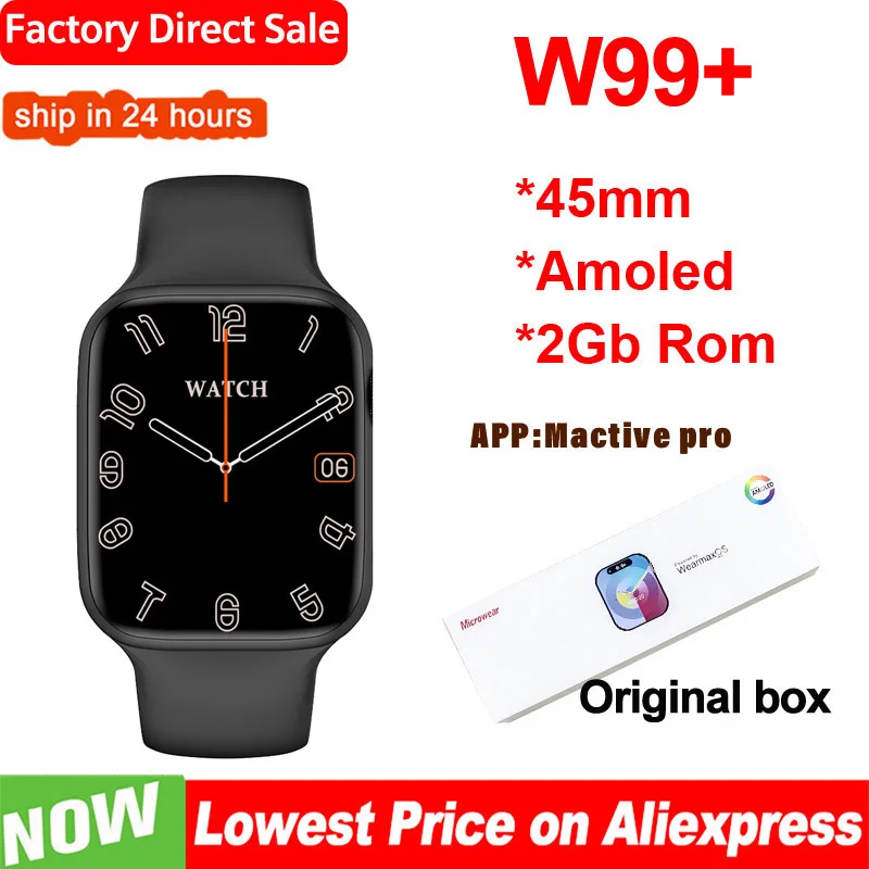 Amoled W99+ Smart Watch AMOLED 45MM OS10 Compass NFC Game Bluetooth Call Music Player iwo W99 Plus Watch 9 Smartwatch