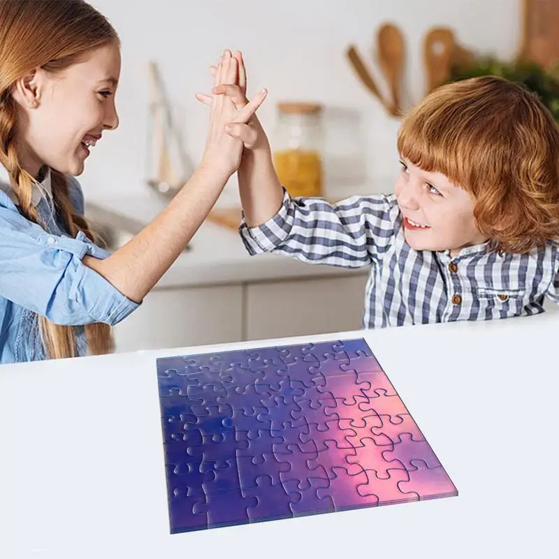 Impossible Jigsaw Puzzle Impossible Challenge Difficult Jigsaw Puzzle Game Transparent Acrylic Unique Iridescent 49pcs