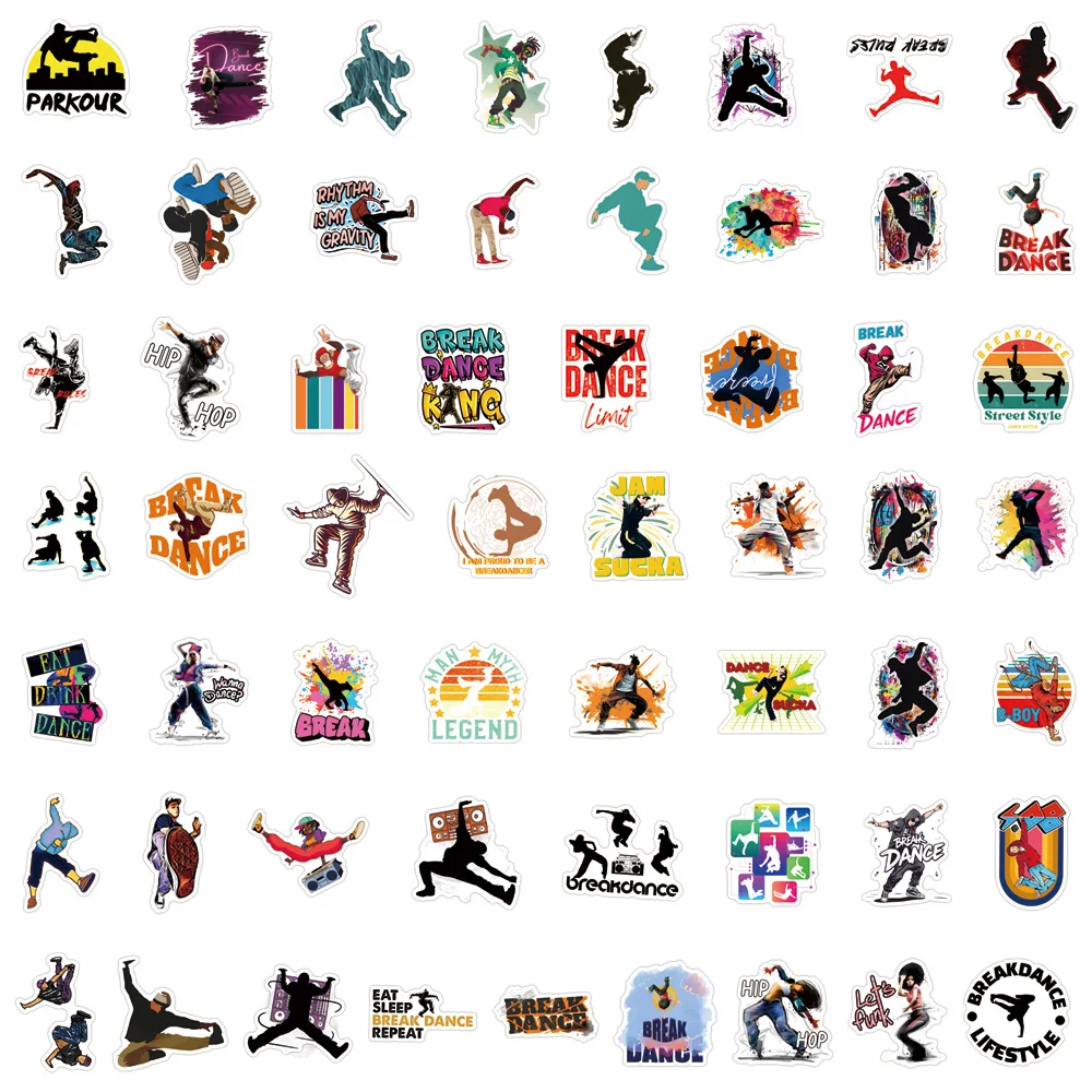 

10/55PCS Break Dance Cartoon Stickers Cool Dance Graffiti Sticker Luggage Laptop Guitar Car Bike Skateboard Decals Kids Toys