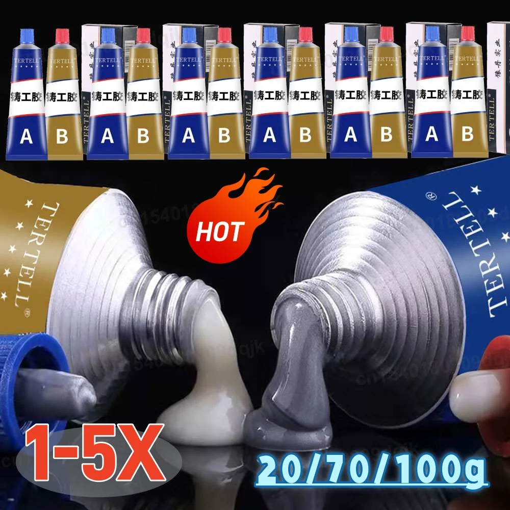 1-5X Super Strong Metal Repair Glue Welding High Temperature Resistant AB Glue Metal Plastic Filler Epoxy Adhesive Sealant