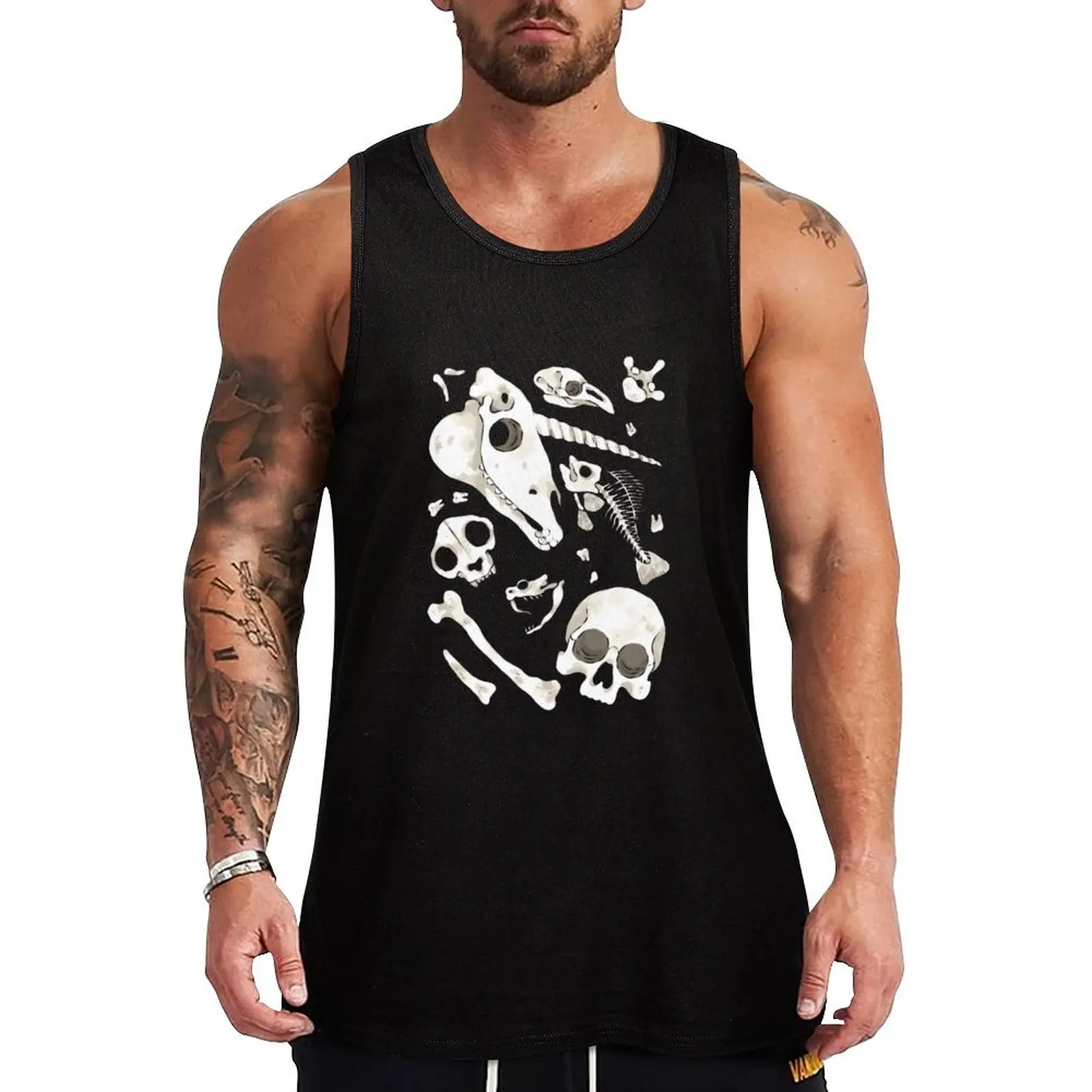 

black Skulls and Bones - Wunderkammer Tank Top Vests summer Men's tops