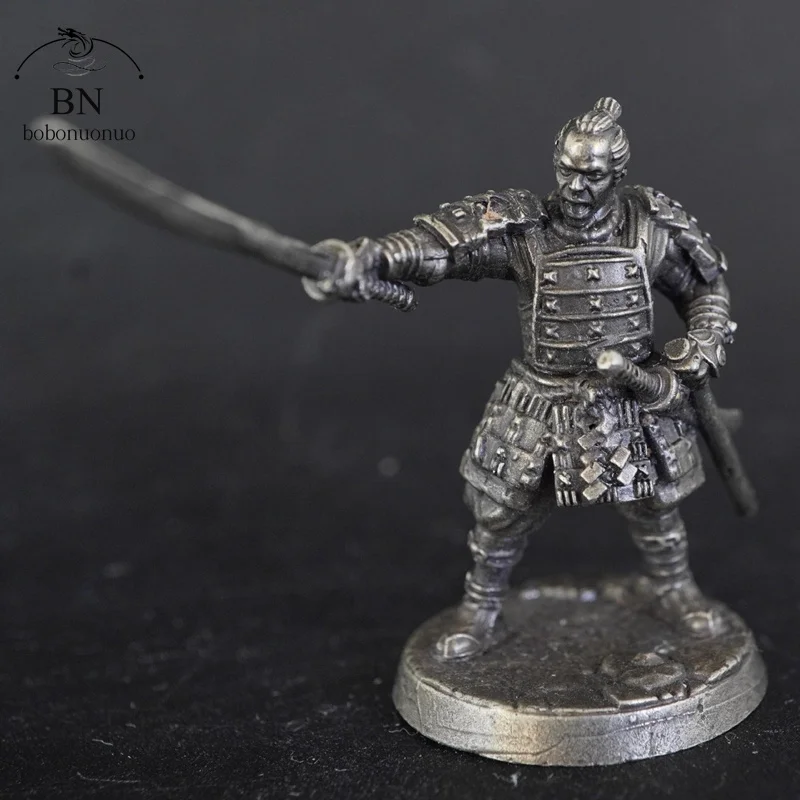 Vintage White Copper Sculpture Shogunate Samurai Ninja Military Soldier Action Figure Desktop Ornament Model Collectible Gifts