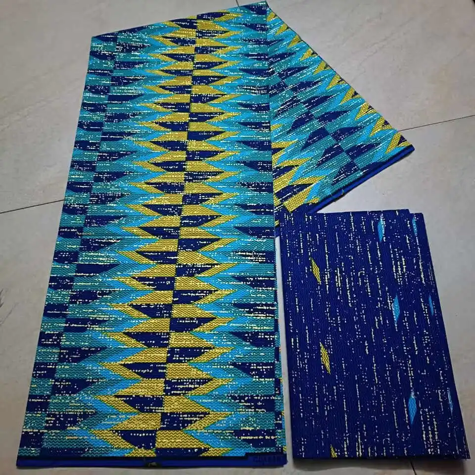 Ankara African Fabric gold  Real Wax Fabric Nigeria Ghana Style Tissu Sewing Dress Craft DIY 100% Cotton 4+2yards