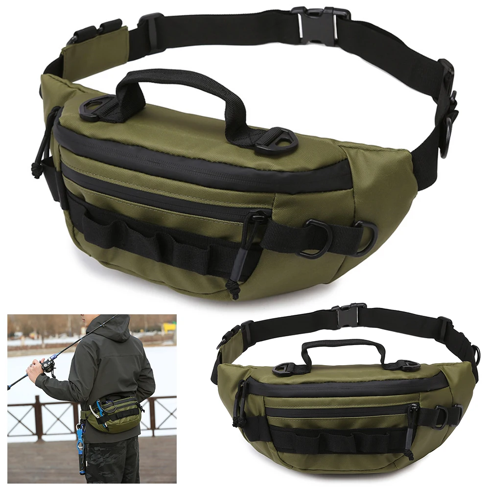 Men Fishing Waist Pack Waterproof TACTICAL Fanny Pack Multifunctional Anti-Theft Fishing Tackle Bag for Outdoor Camping