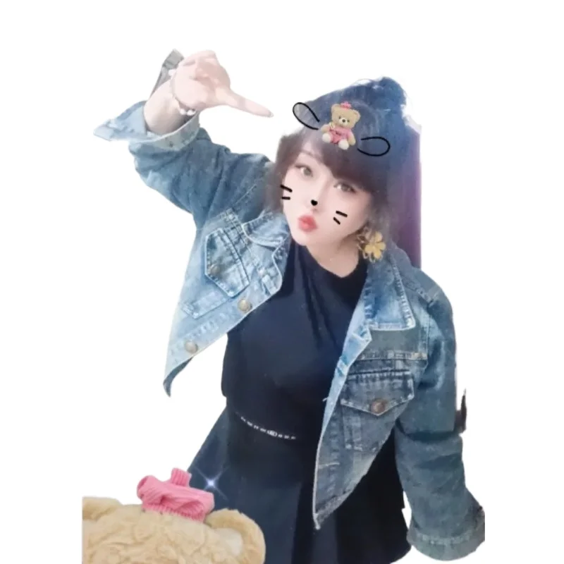 

New American Retro Washed Fashion Slimming Niche Cropped Jacket Top Temperament Commuting Women's Clothing 2026 Denim Jacket