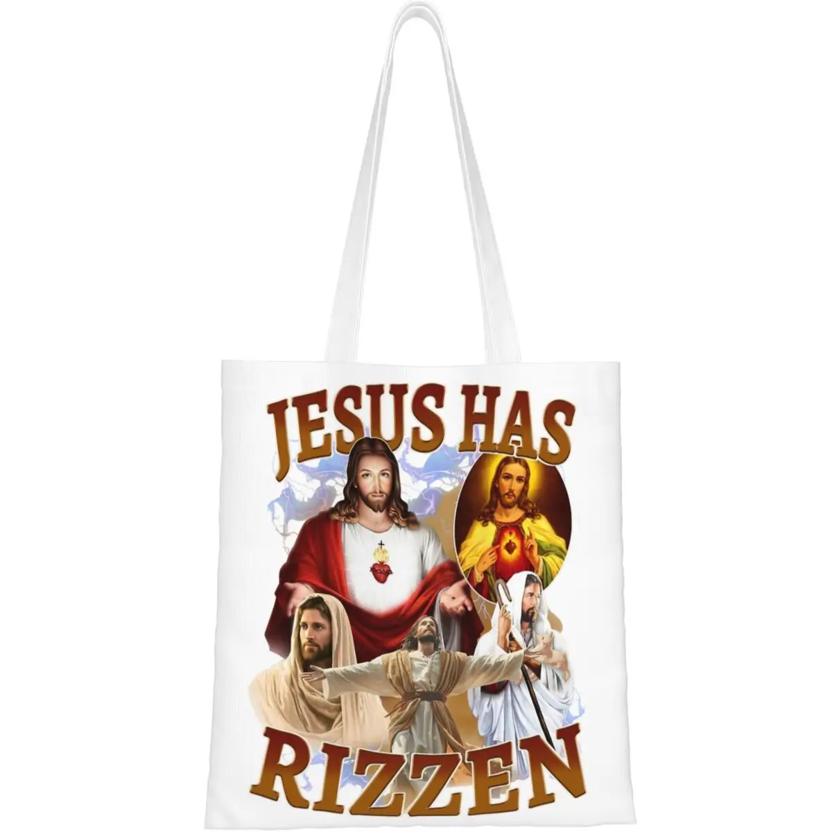 Bolso de mano de lona para mujer, accesorio religioso de Cristo, Jesús, tiene Rizzen, bolsos casuales de tendencia de Santa Fe cristiana