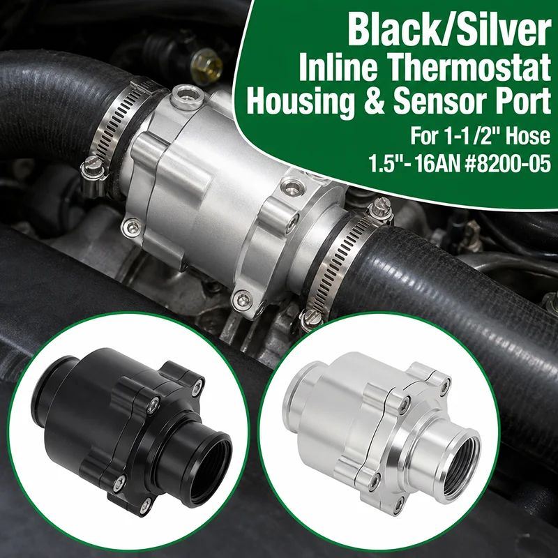 Billet-Aluminium-Inline-Thermostatgehäuse mit Sensoranschluss für 1-1/2" (38mm) Kühlerschlauch -16AN Universelle Motorkühlungs-Umrüstung – Detail 1