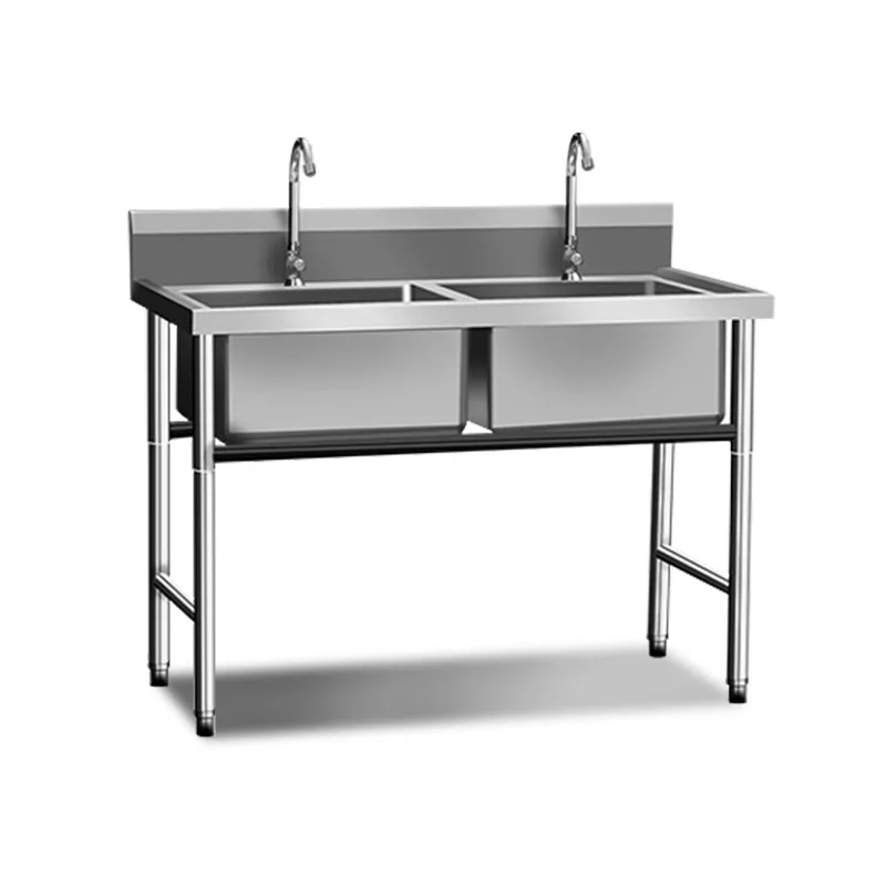 Stainless Steel Commercial Household Single Sink Sink Small Sink Cabinet Kitchen Washing Table With Faucet Bar Vegetable Pool