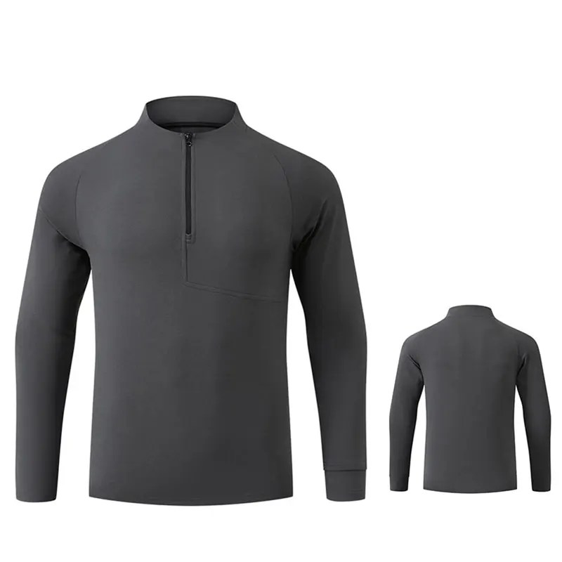Male Running Long Sleeve T-shirt Outdoor Breathable Half Zippered Fitness Sports Tops Autumn Jogging Training Compression Shirt
