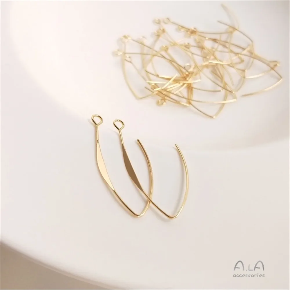 14K Gold Plated Ear hook large V word long ear hook temperament INS tide earrings making materials DIY ear accessories