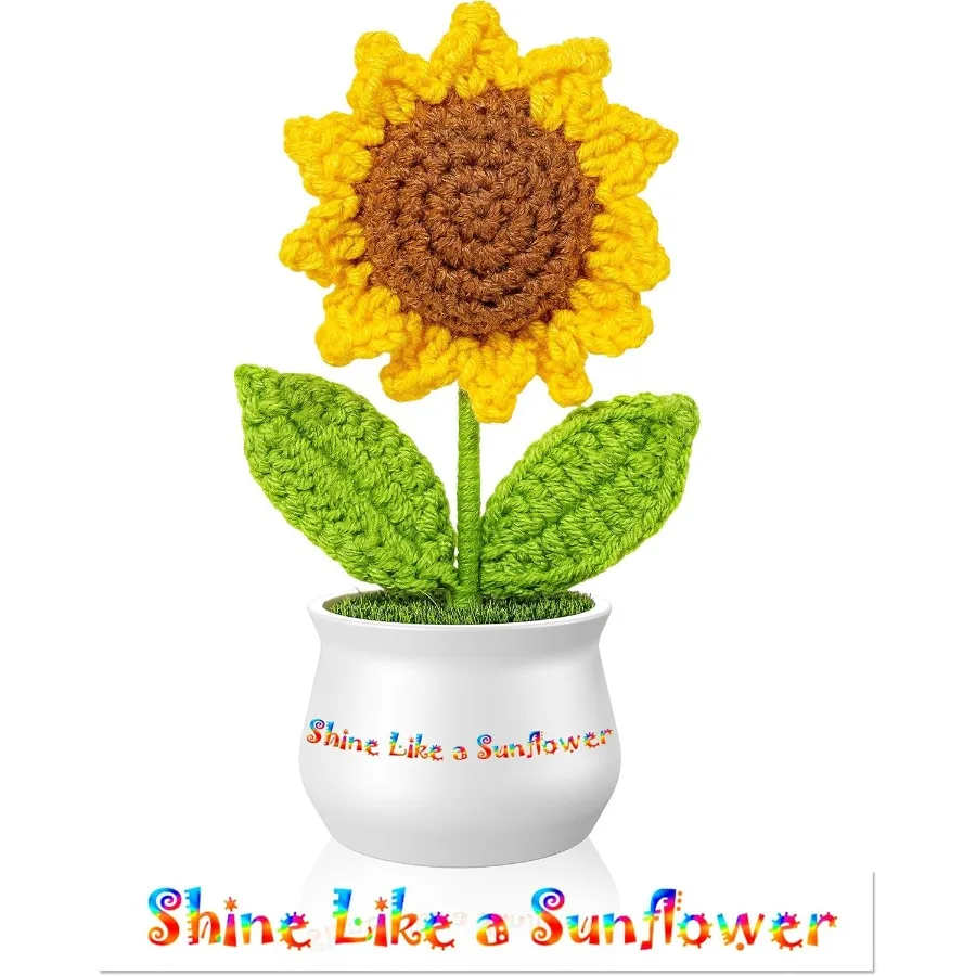 

Emotiol Support Crochet Sunflower Positive Crochet Flowers with Adhesive Base Inspiratiol Gts for Women Motivatiol Gts Sunflow