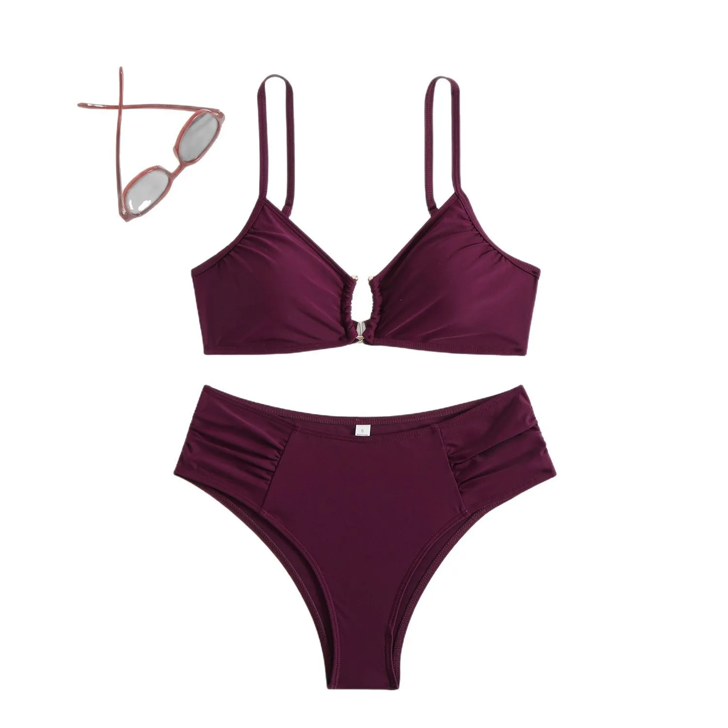 2025 Summer New Foreign Trade Cross-border Split Bikini Two-piece Set of Female Sexy Pure Swimsuit
