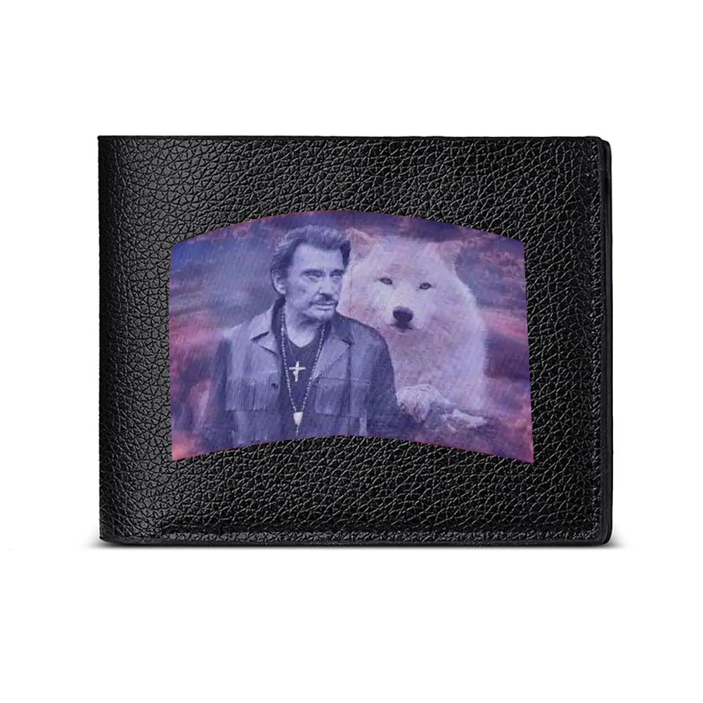 Man With Wolf And Cross Necklace Fashion Print Wallet For Casual Business Style